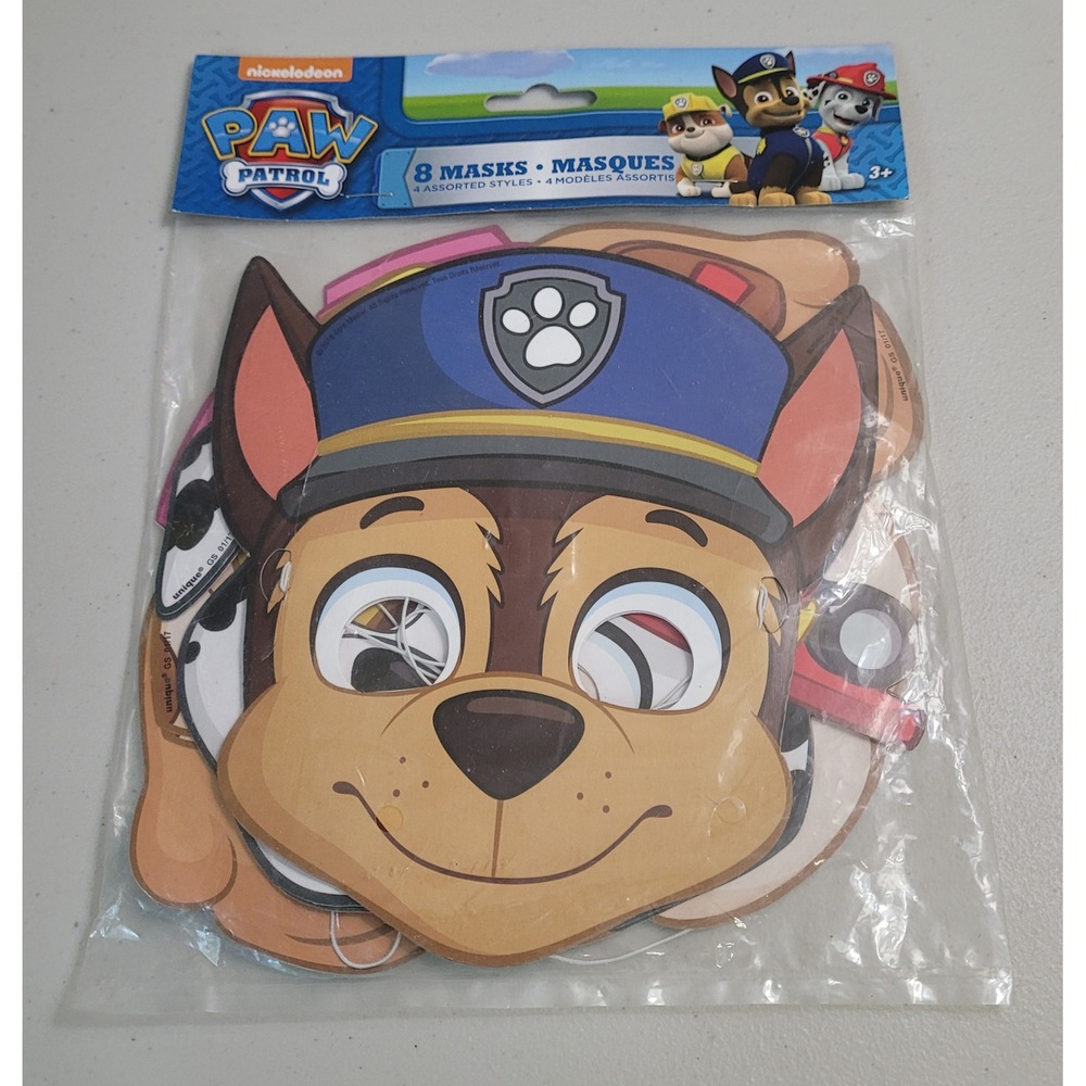 Paw Patrol Party Masks Kids 8 Pack Multicolor New Assorted Styles 48431